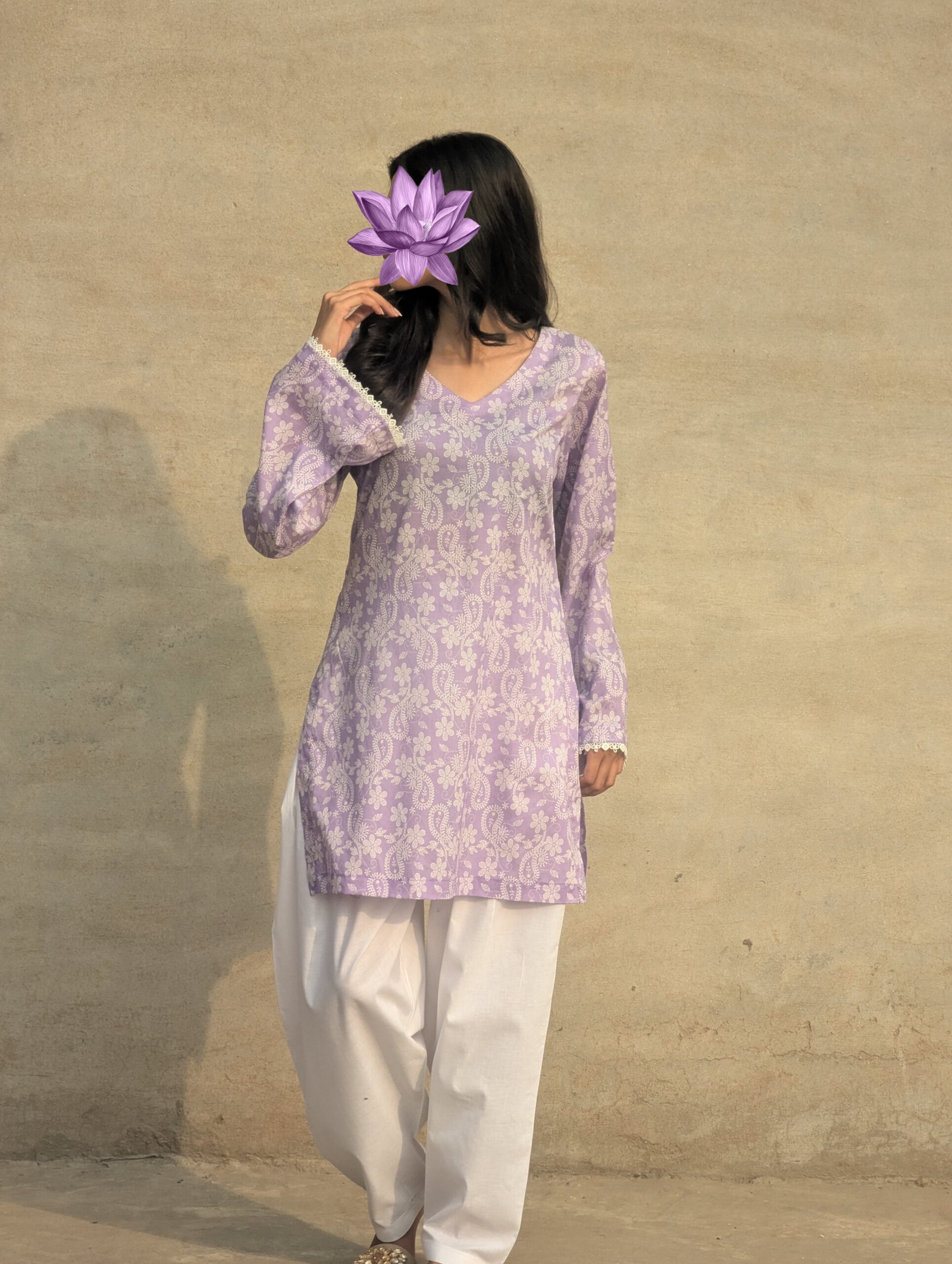 Lavender Printed Kurti - Image 2