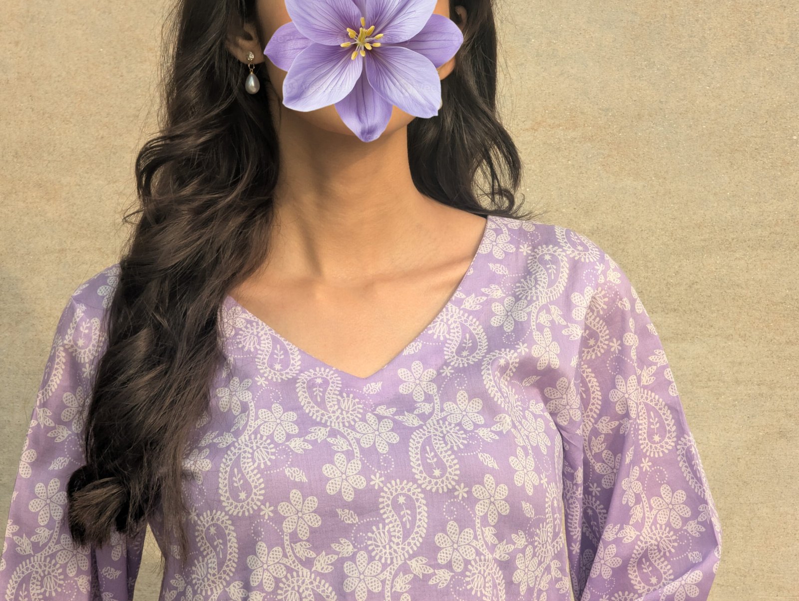 Lavender Printed Kurti - Image 3