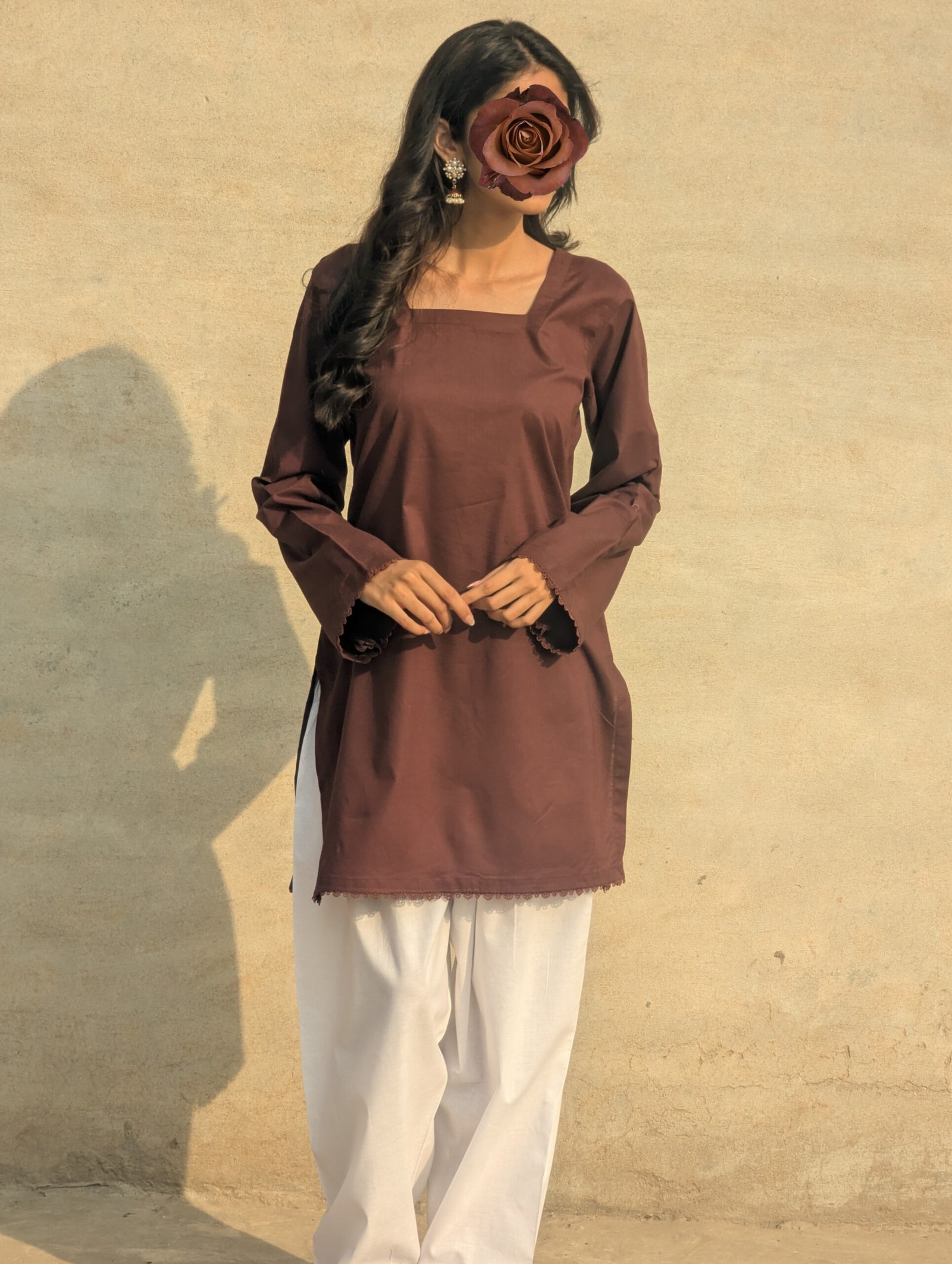 Brown Plain Kurti