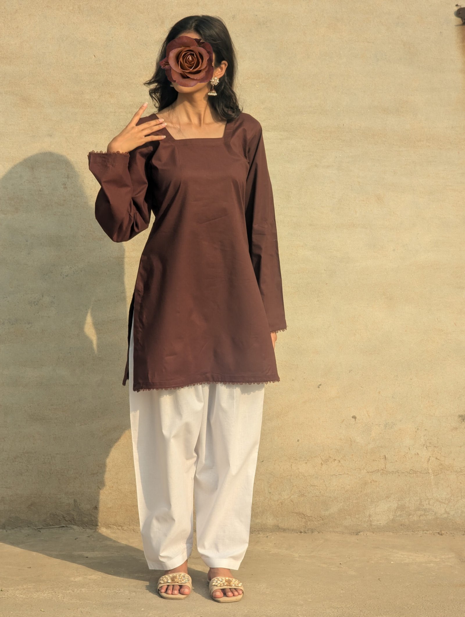 Brown Plain Kurti - Image 2