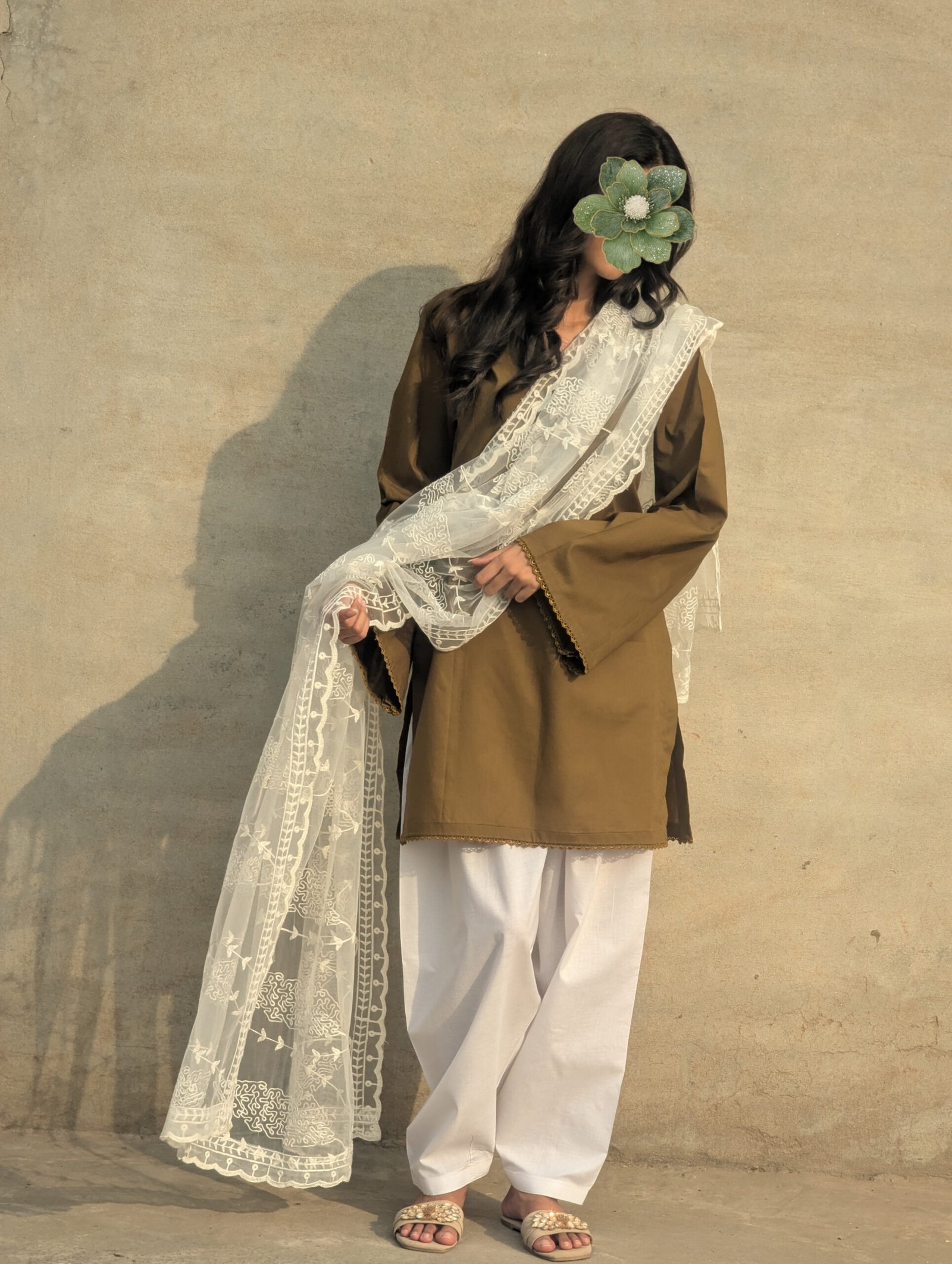 Olive Green Plain Kurti - Image 2