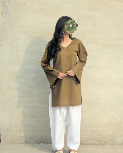 Olive Green Plain Kurti