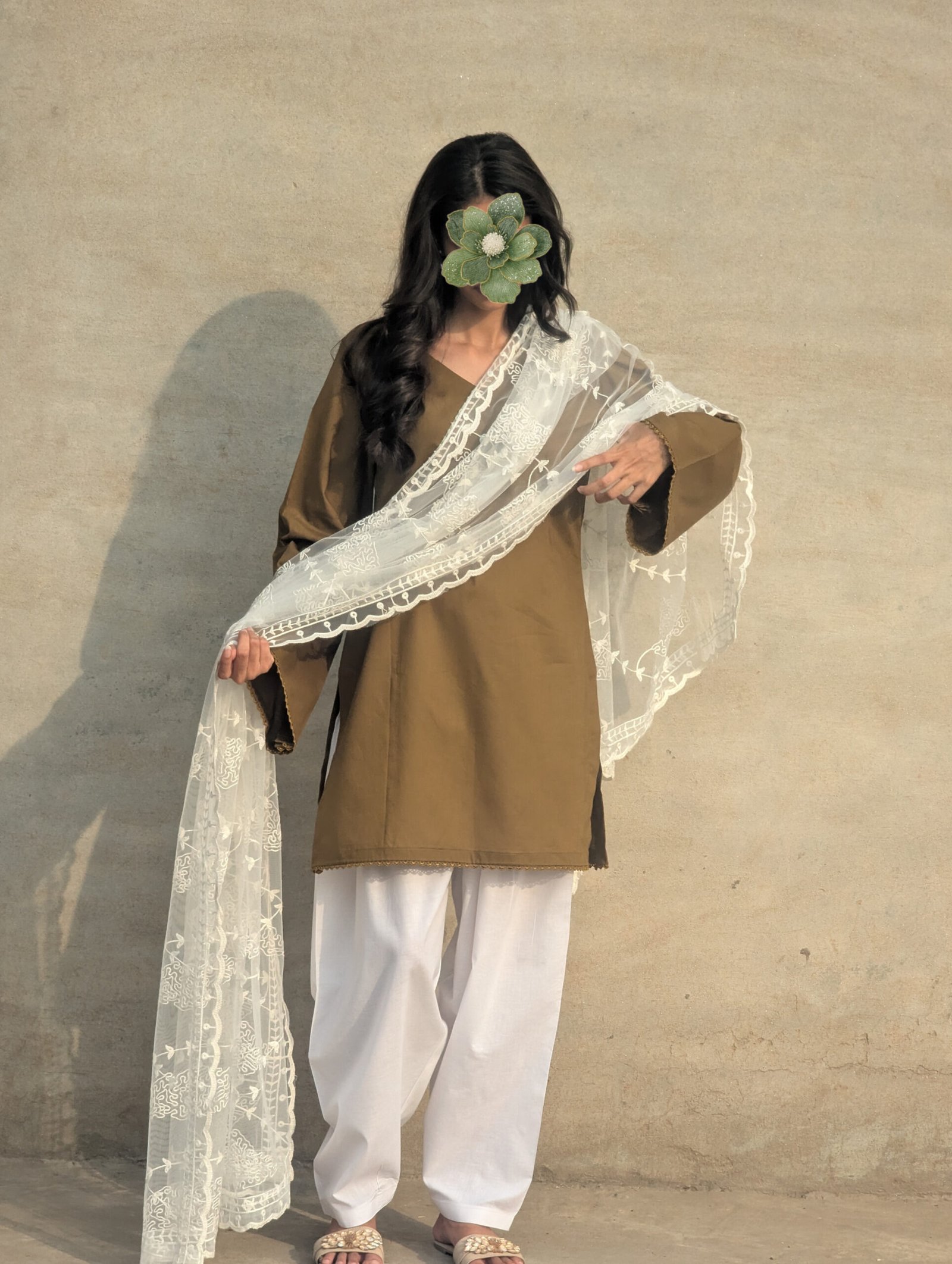 Olive Green Plain Kurti - Image 3